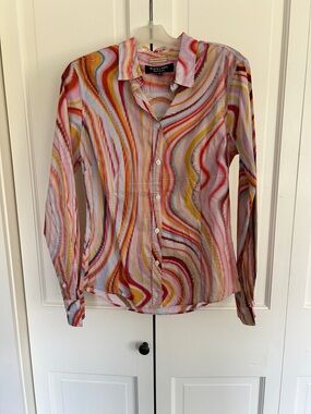 Paul Smith Black Label Multicolor Swirl Print Long Sleeve Shirt  size 42